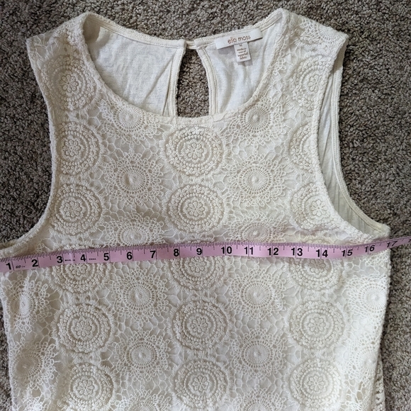 Ella Moss Cream Floral Embroidered Tank Babydoll Dress Size Medium - Picture 12 of 14